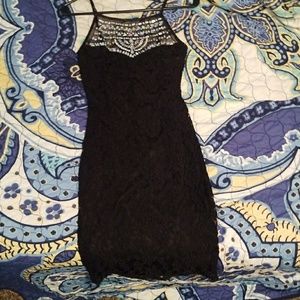Dillard's Black Dress with Crystals on chest